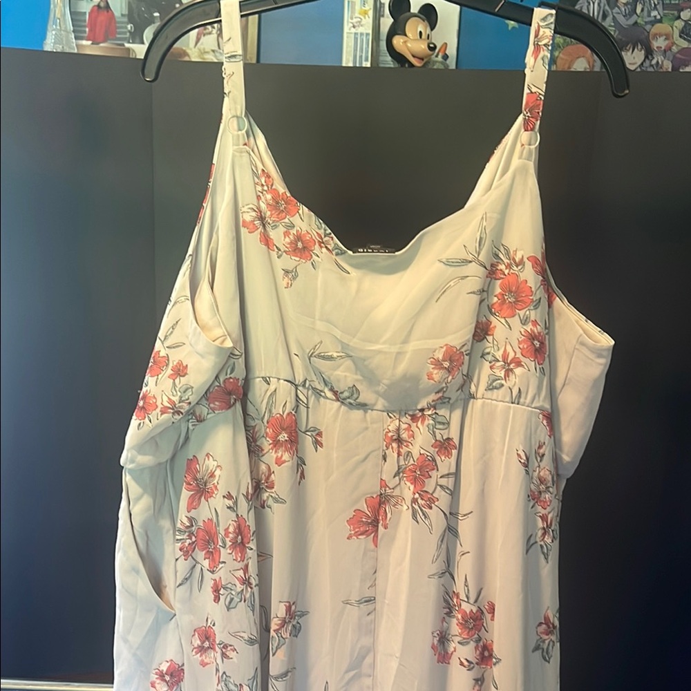 Torrid size 4 Maxi Chiffon Cowl Neck Pleated Dress Light Blue with Pink Flowers - Picture 7 of 9